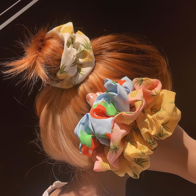 Elandy 8PCS Bright Color Hair Rope Pineapple Pattern Cute Hair Ties Scrunchies Satin Elastic Ponytail Holders Rubber Bands Soft Hair Bow Bobbles Headdress Hair Decorations Accessory Women Girl Daily Gift - Image 5